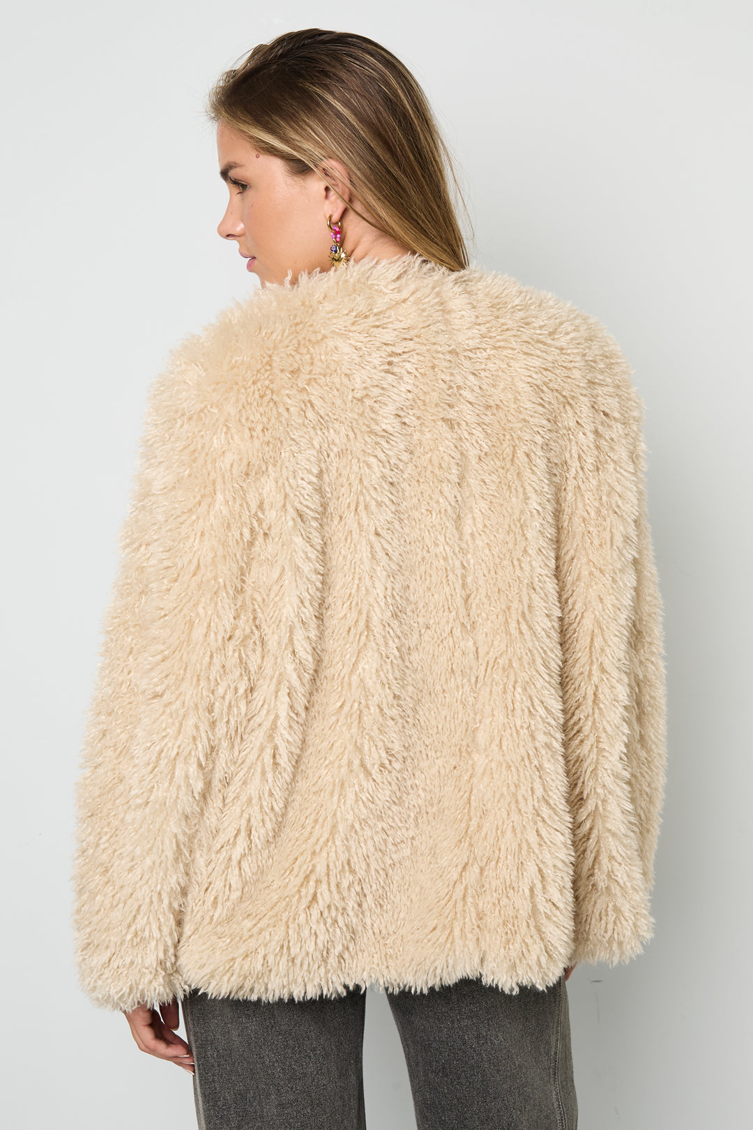 Tessuto Fibra di Poliestere Giacca Donna Elegante Colore Puro Autunno/Inverno