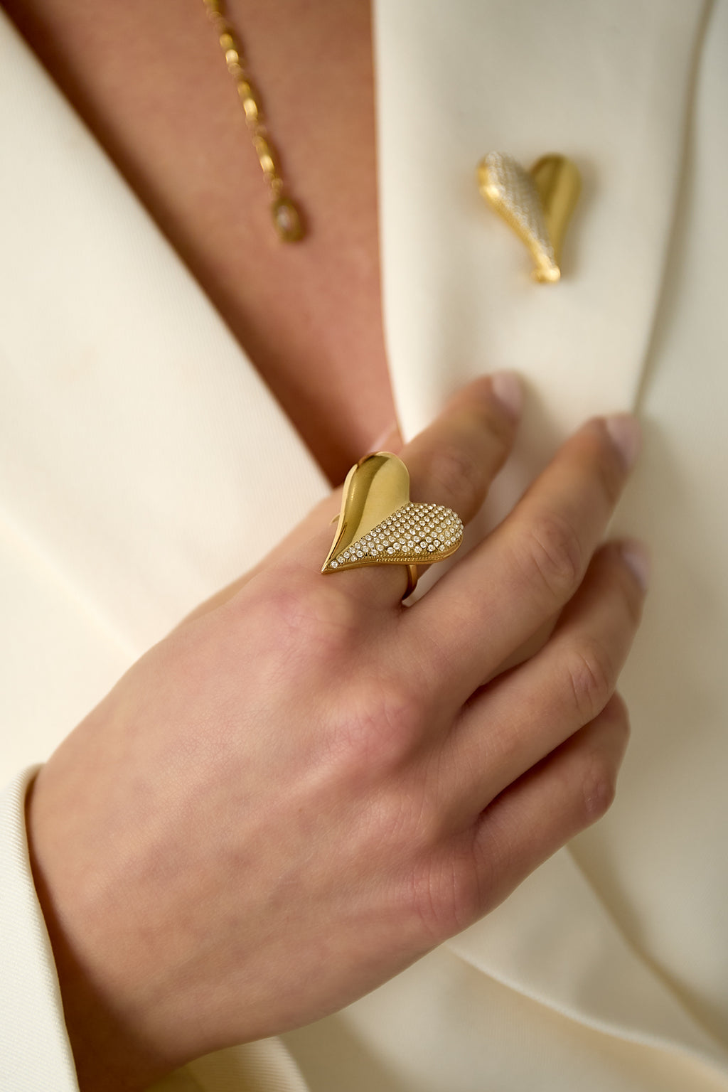 Anelli in acciaio inossidabile con cuore, casual, quotidiani, romantici, gioielli da donna