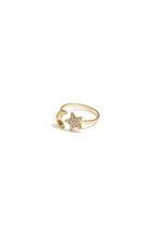 Anello regolabile con luna e stella scintillante