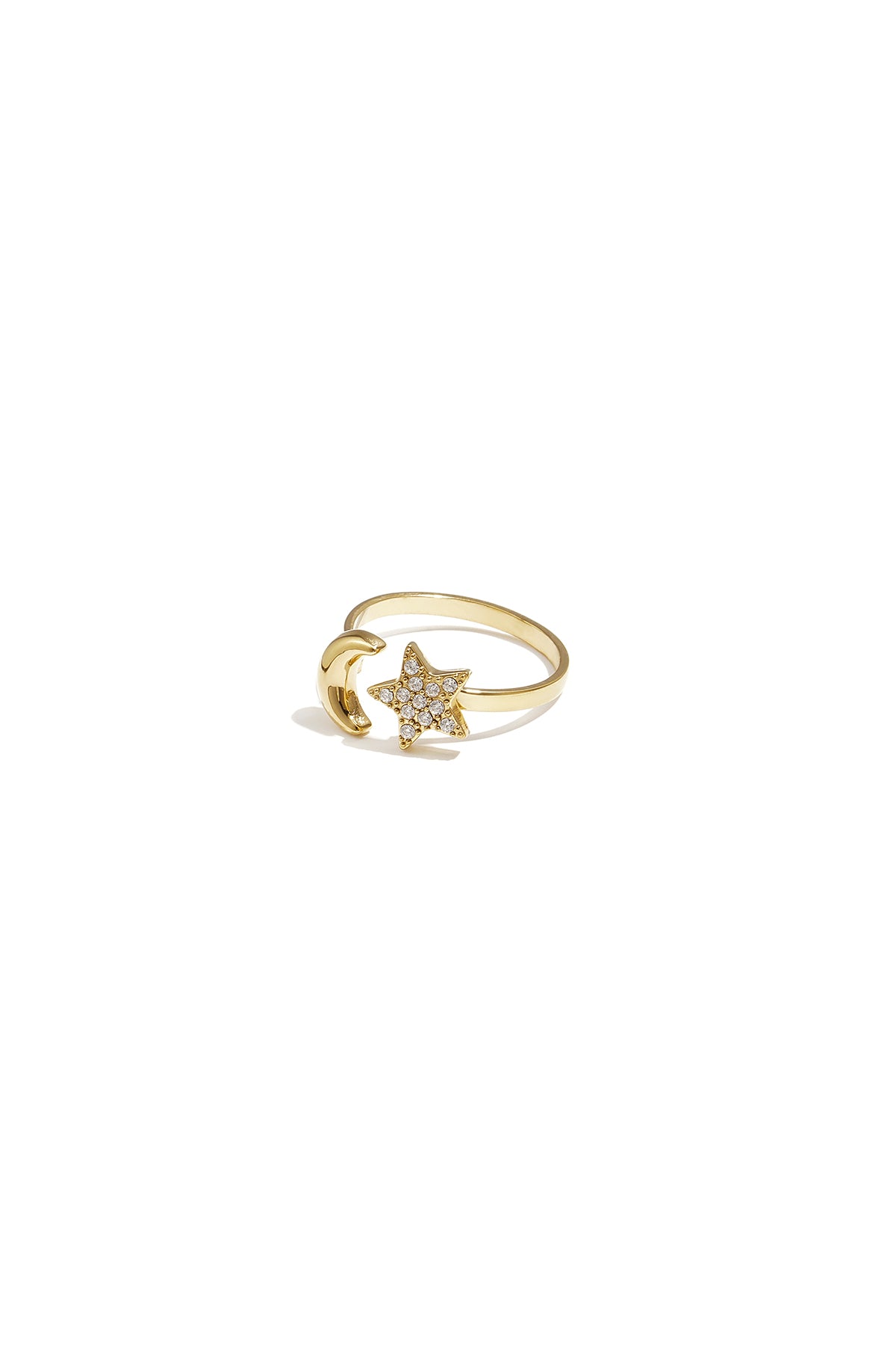 Anello regolabile con luna e stella scintillante