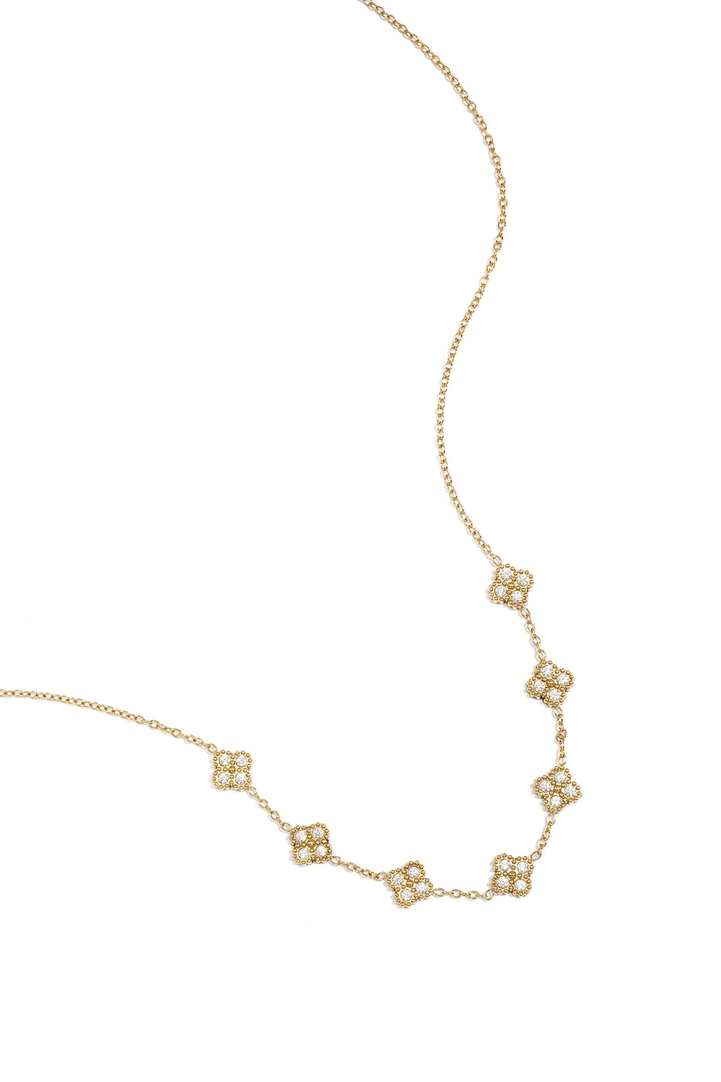 Collana con trifogli incastonati in zirconi