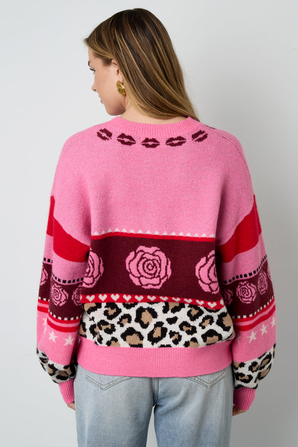 Cardigan Donna in Fibra di Poliestere lavorata a maglia Stile Casual con Stampa Floreale