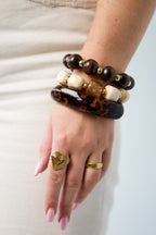 Bracciali rigidi in resina con stampa leopardata, serie Classic Daily Simple, gioielli da donna