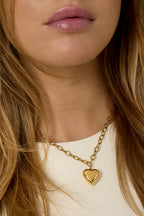 Collane con ciondolo in acciaio inossidabile a forma di cuore, casual, quotidiane, semplici, gioielli da donna