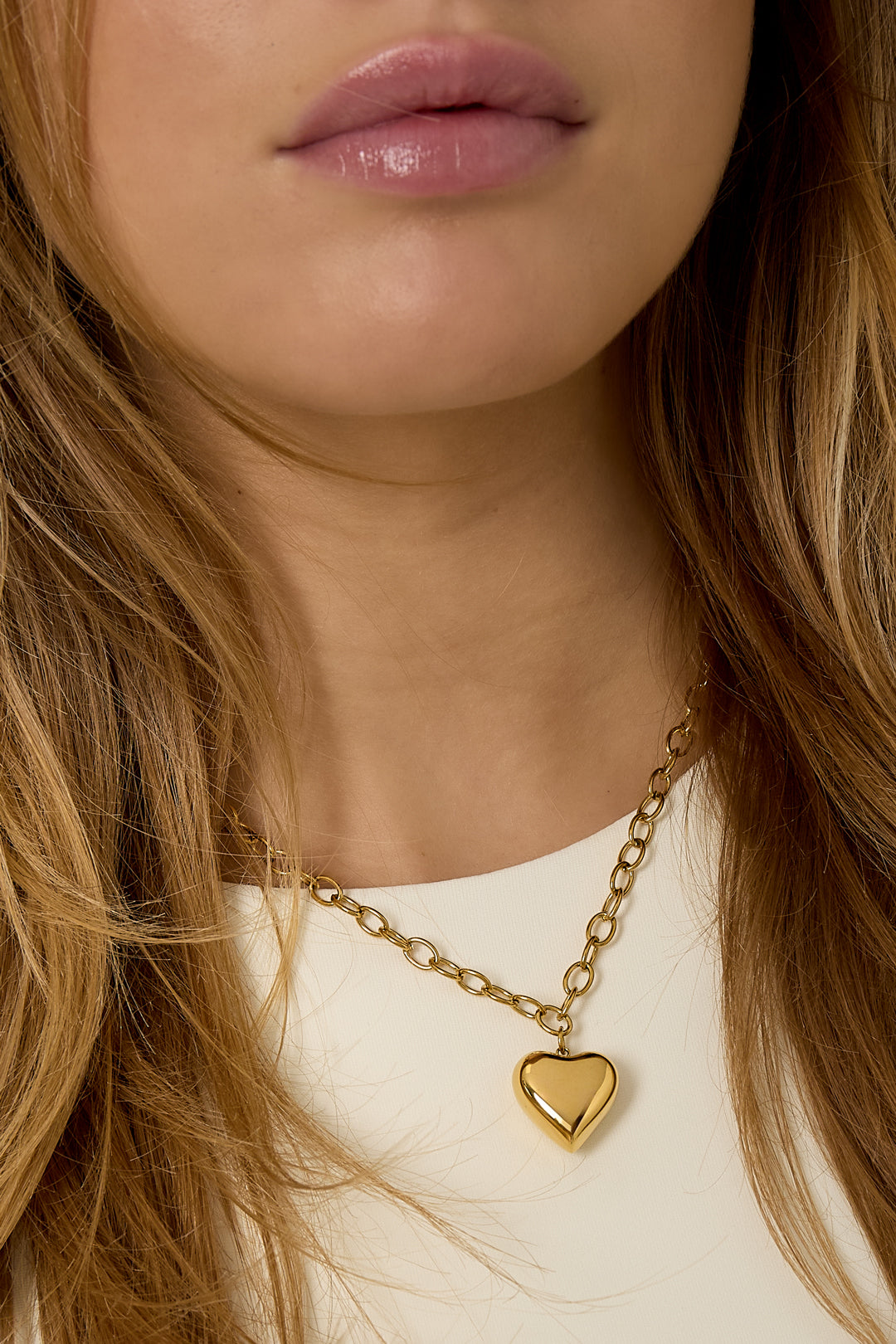 Collane con ciondolo in acciaio inossidabile a forma di cuore, casual, quotidiane, semplici, gioielli da donna