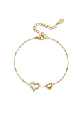 Braccialetti con ciondoli a forma di cuore in acciaio inossidabile placcato oro 14 carati, serie Simple Daily Simple, gioielli da donna
