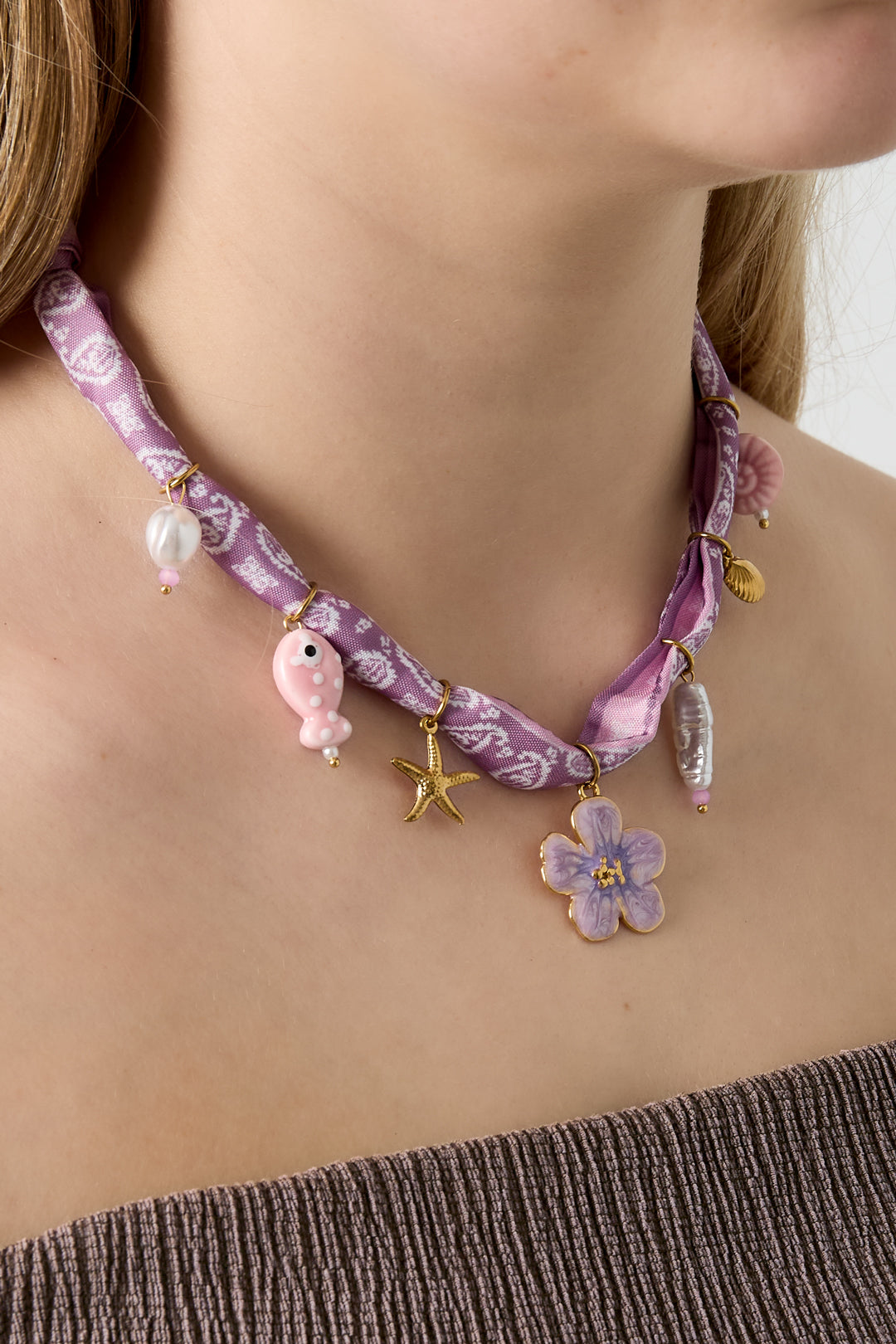 Collane con ciondolo in poliestere, serie floreale, casual, quotidiane, semplici, gioielli da donna