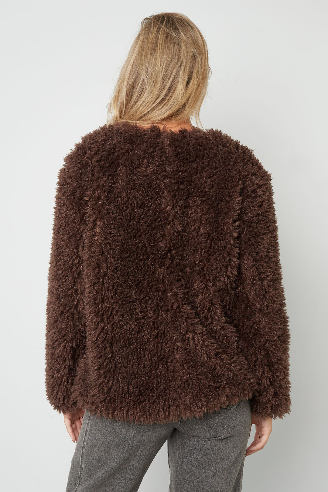 Tessuto Fibra di Poliestere Giacca Donna Elegante Colore Puro Autunno/Inverno