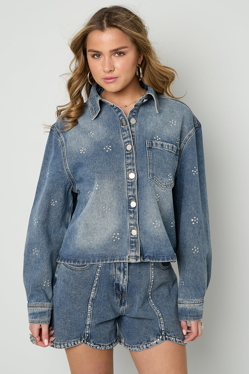 Giacca in denim con strass