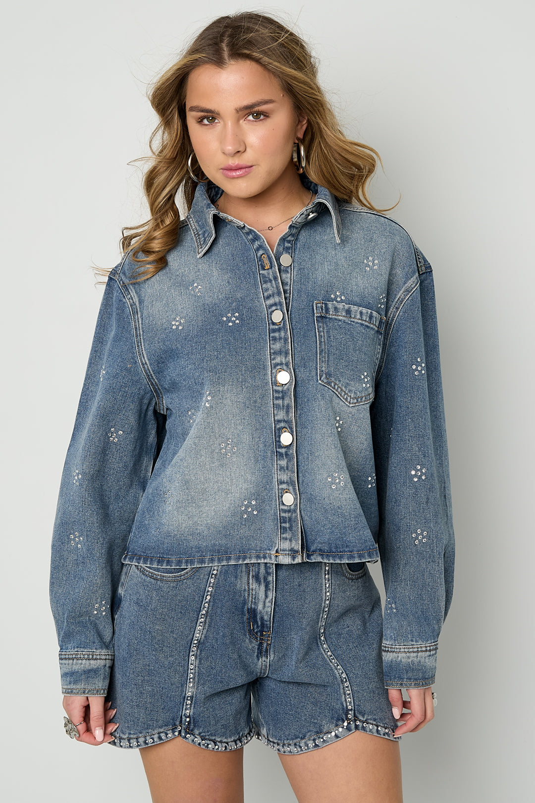 Giacca in denim con strass