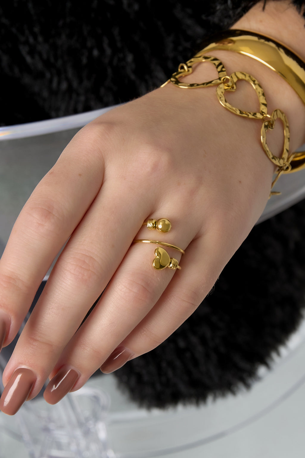 Anelli minimalisti in acciaio inossidabile a forma di cuore, casual, quotidiani, semplici, gioielli da donna