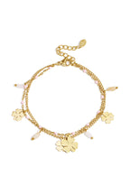 Bracciale con ciondoli a forma di trifoglio e perline