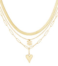 collana a tre strati trifoglio e cuore