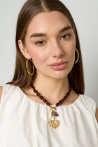 Collana di perline Squoval con cuore pendente