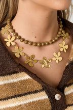 Collane a catena in acciaio inossidabile con fiori, casual, quotidiane, semplici, gioielli da donna