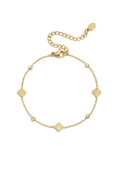 Bracciale con trifogli e pietre rotonde di zirconi cubici