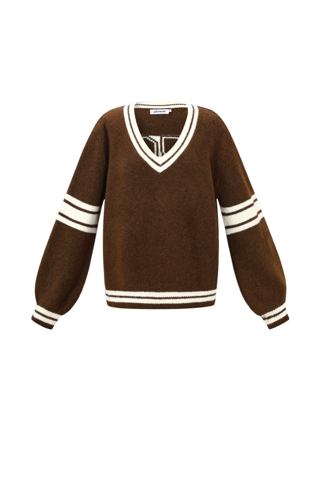 Maglione Donna Girocollo in Maglia Fibra di Poliestere Sportivo Righe Contrastanti