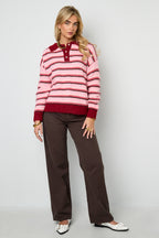 Maglione polo lavorato a maglia con righe