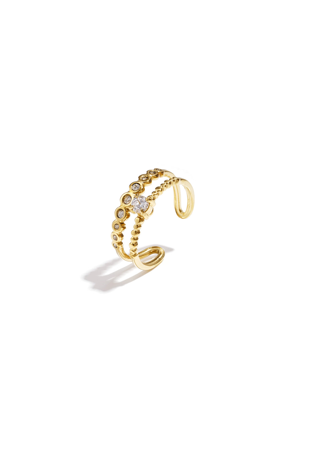 Anello doppio regolabile con pietre