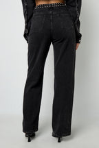 Tessuto Cotone Donna Pantaloni Dritti Strada Colore Puro