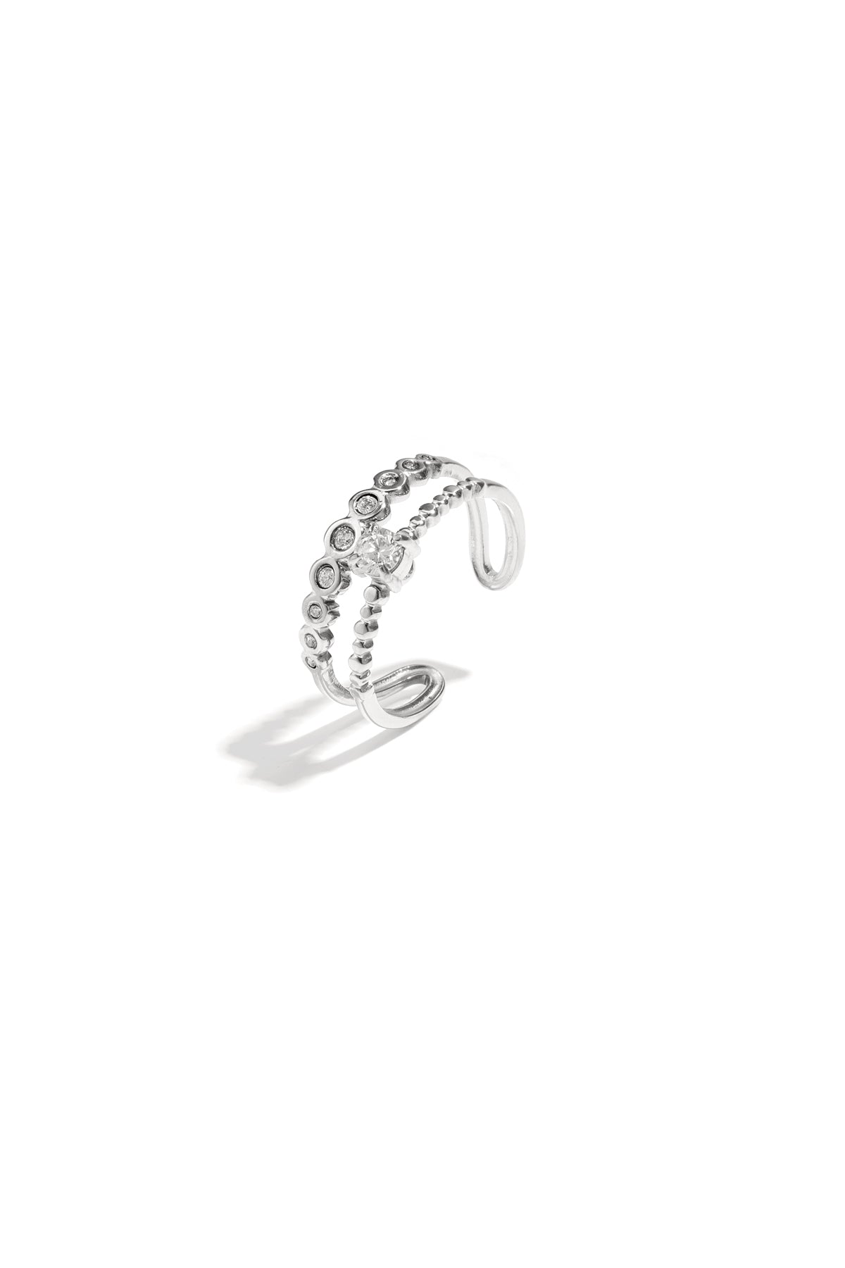Anello doppio regolabile con pietre