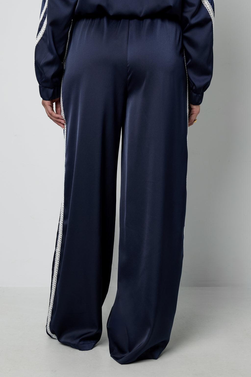 Tessuto Fibra di Poliestere Pantaloni Dritti Donna Sportivo Contrasto di Colori