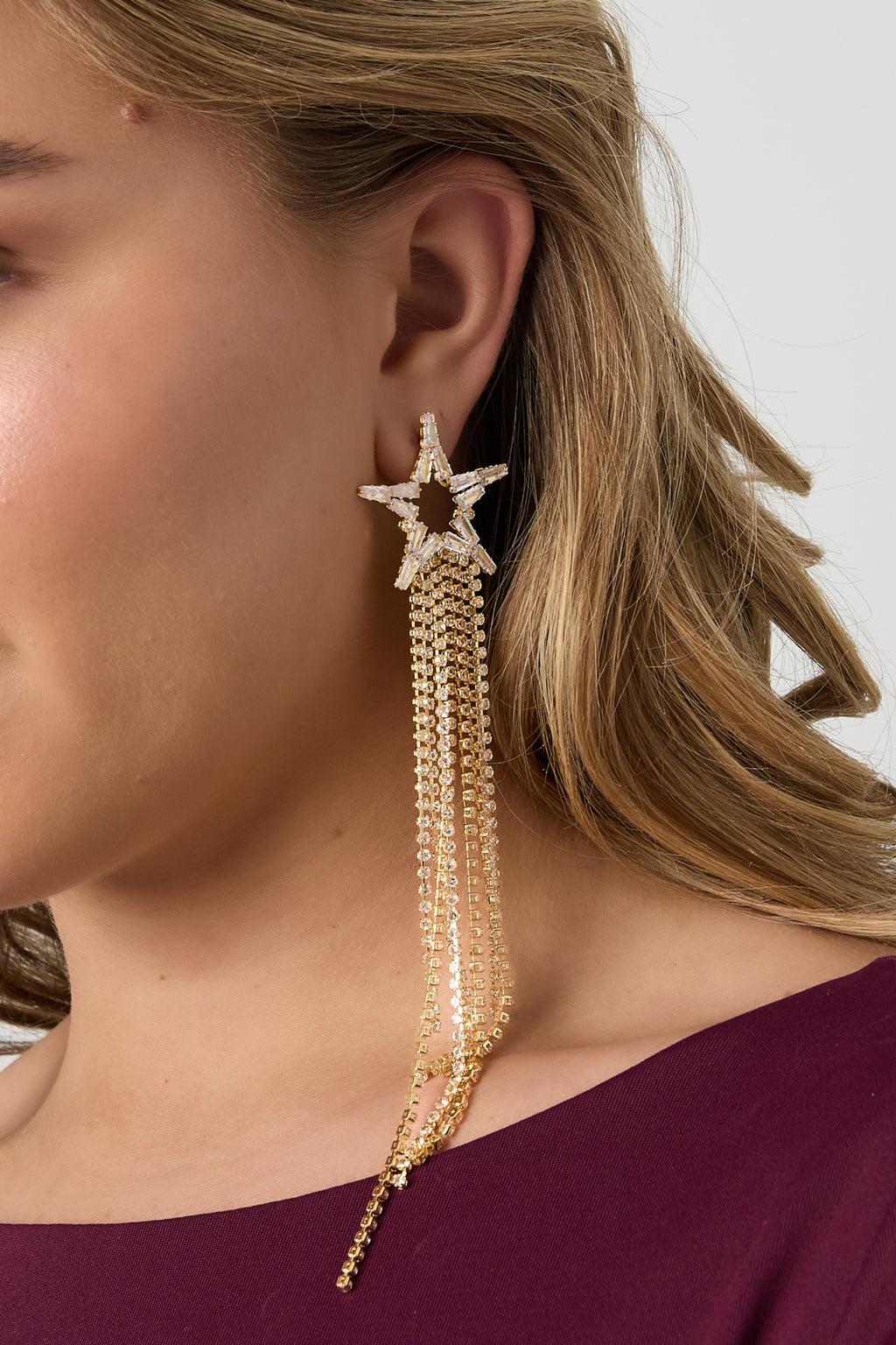 Orecchini pendenti in rame a forma di stella, eleganti, lussuosi, serie di gioielli da donna.