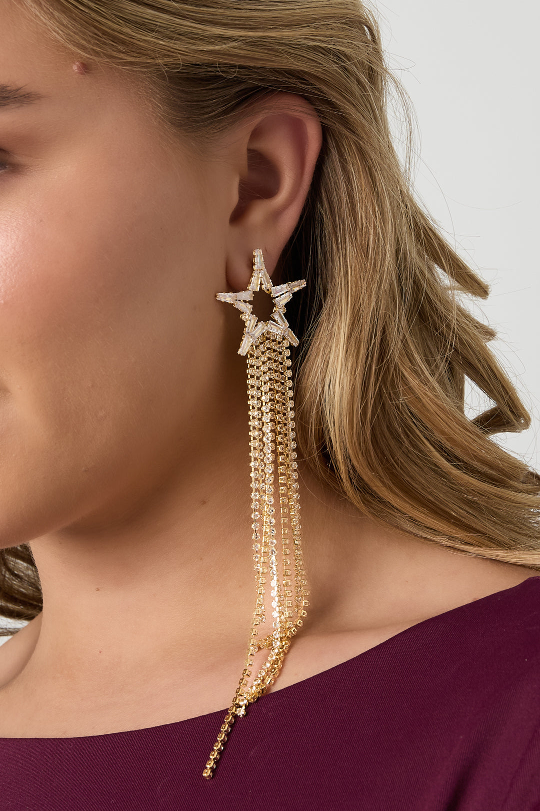 Orecchini pendenti in rame a forma di stella, eleganti, lussuosi, serie di gioielli da donna.