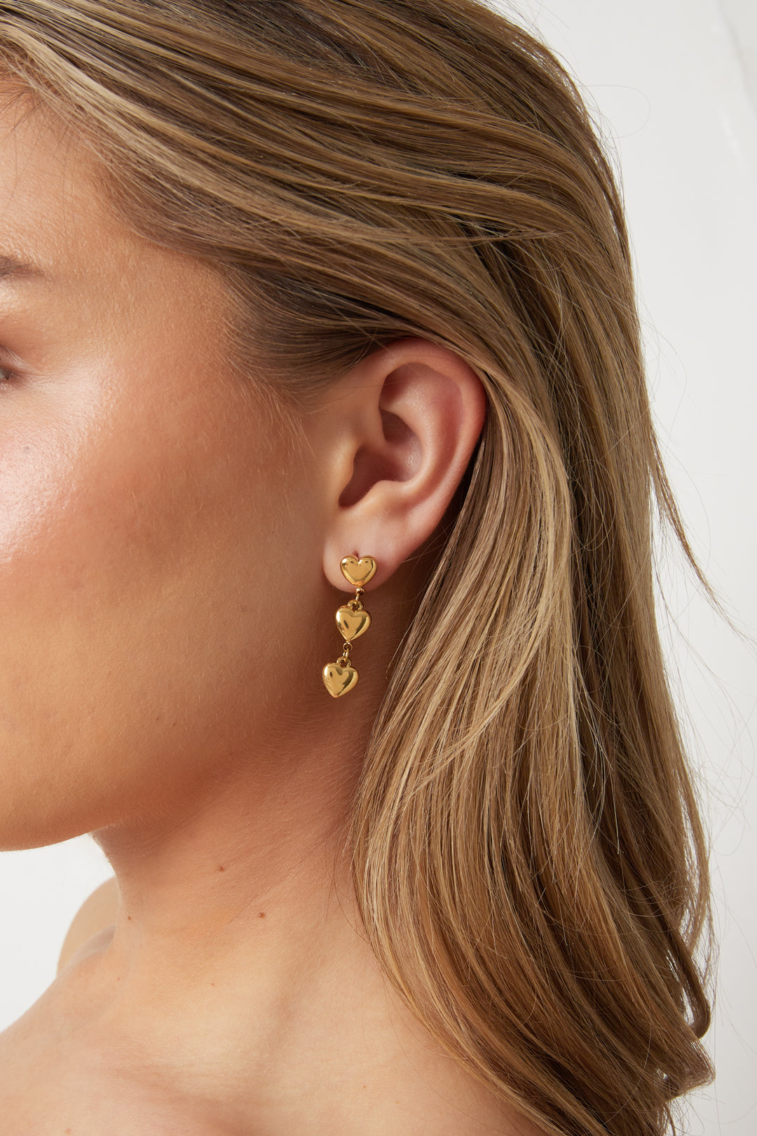 Orecchini con 3 cuori pendenti