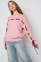 Maglione Donna in Viscosa Intrecciata Stile Casual Contrasto di Colori