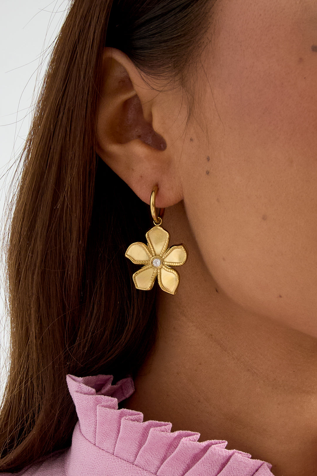 Orecchini pendenti in acciaio inossidabile a forma di fiore, serie Daily Simple, gioielli da donna