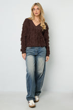Maglione a V con frange