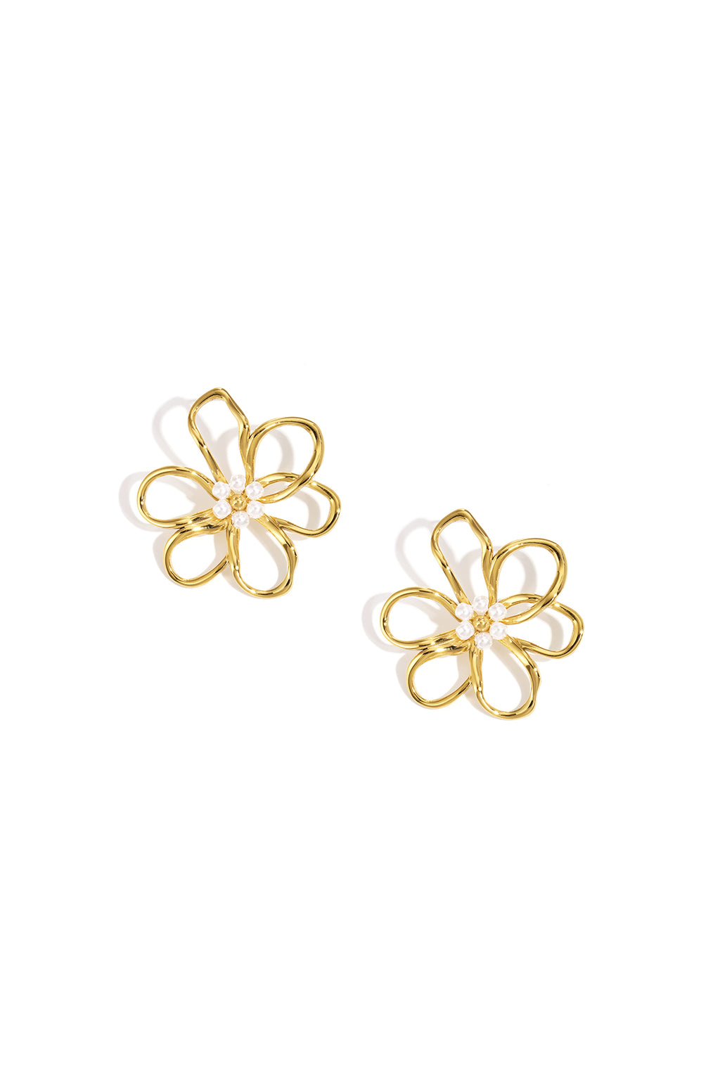 Orecchini a bottone in acciaio inossidabile con fiore, casual, semplici, da donna