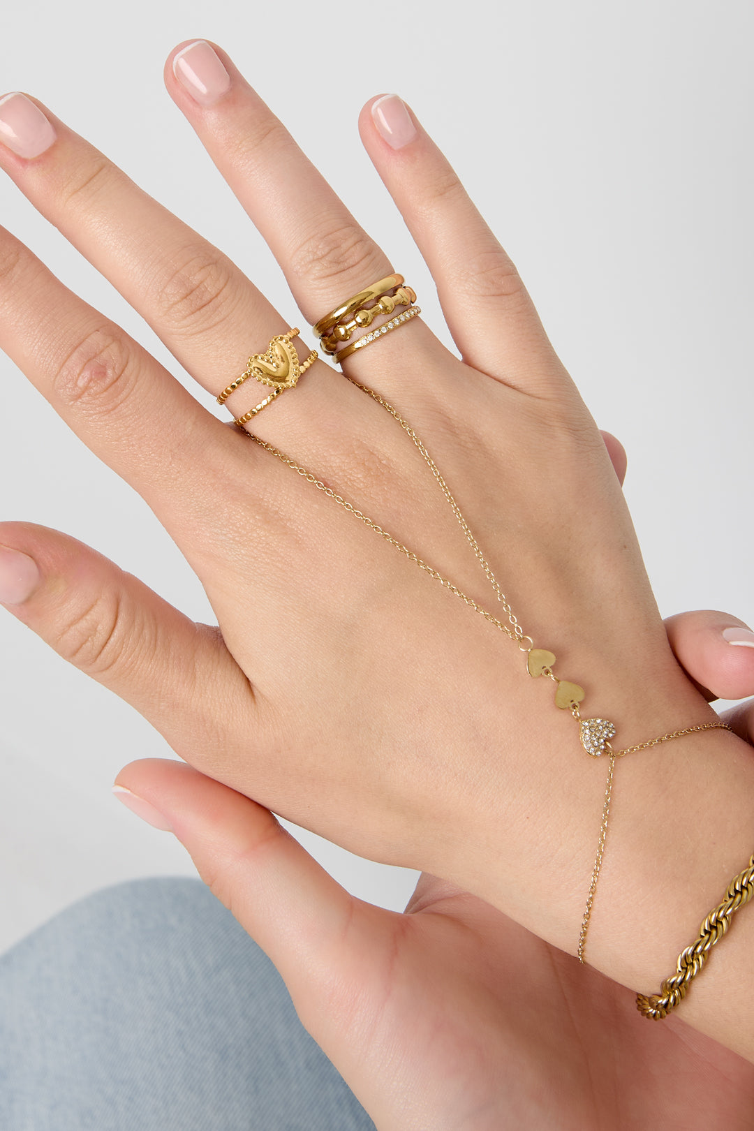 Anello doppio regolabile con cuore