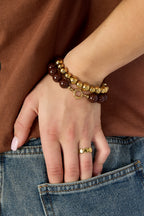 Bracciale con perline medie e chiusura frontale - 12 mm