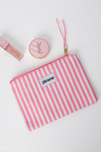 Borsa da toilette piatta a righe sottili