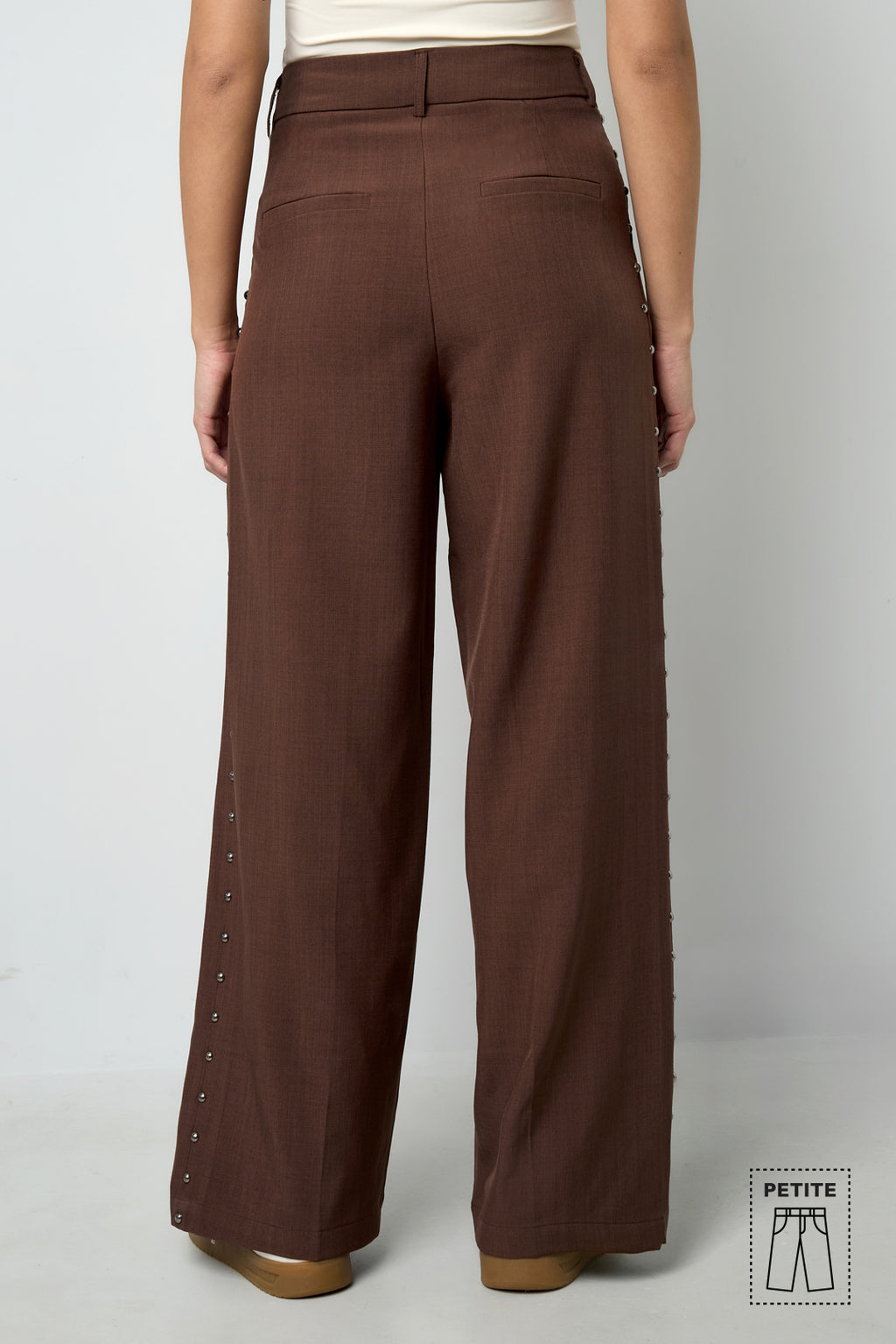 Tessuto Fibra di Poliestere Donna Pantaloni Larghi Eleganti Colore Puro Autunno/Inverno