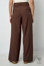 Tessuto Fibra di Poliestere Donna Pantaloni Larghi Eleganti Colore Puro Autunno/Inverno