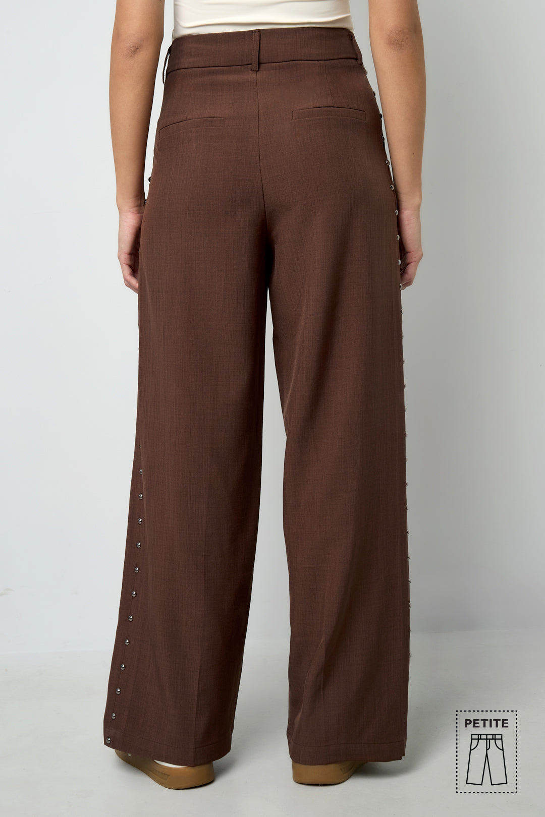 Tessuto Fibra di Poliestere Donna Pantaloni Larghi Eleganti Colore Puro Autunno/Inverno