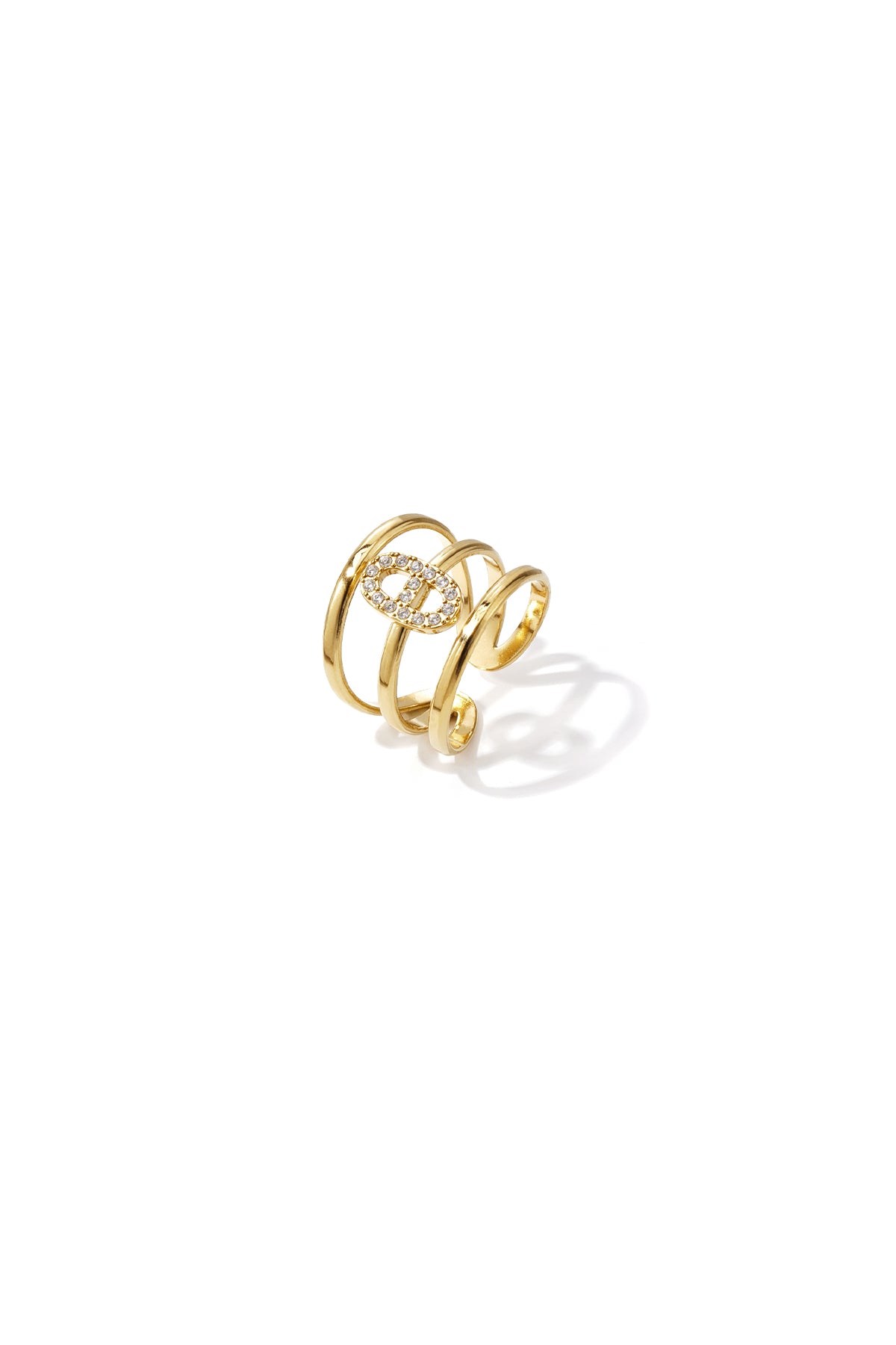 Anello a 3 livelli con incastonatura ellittica