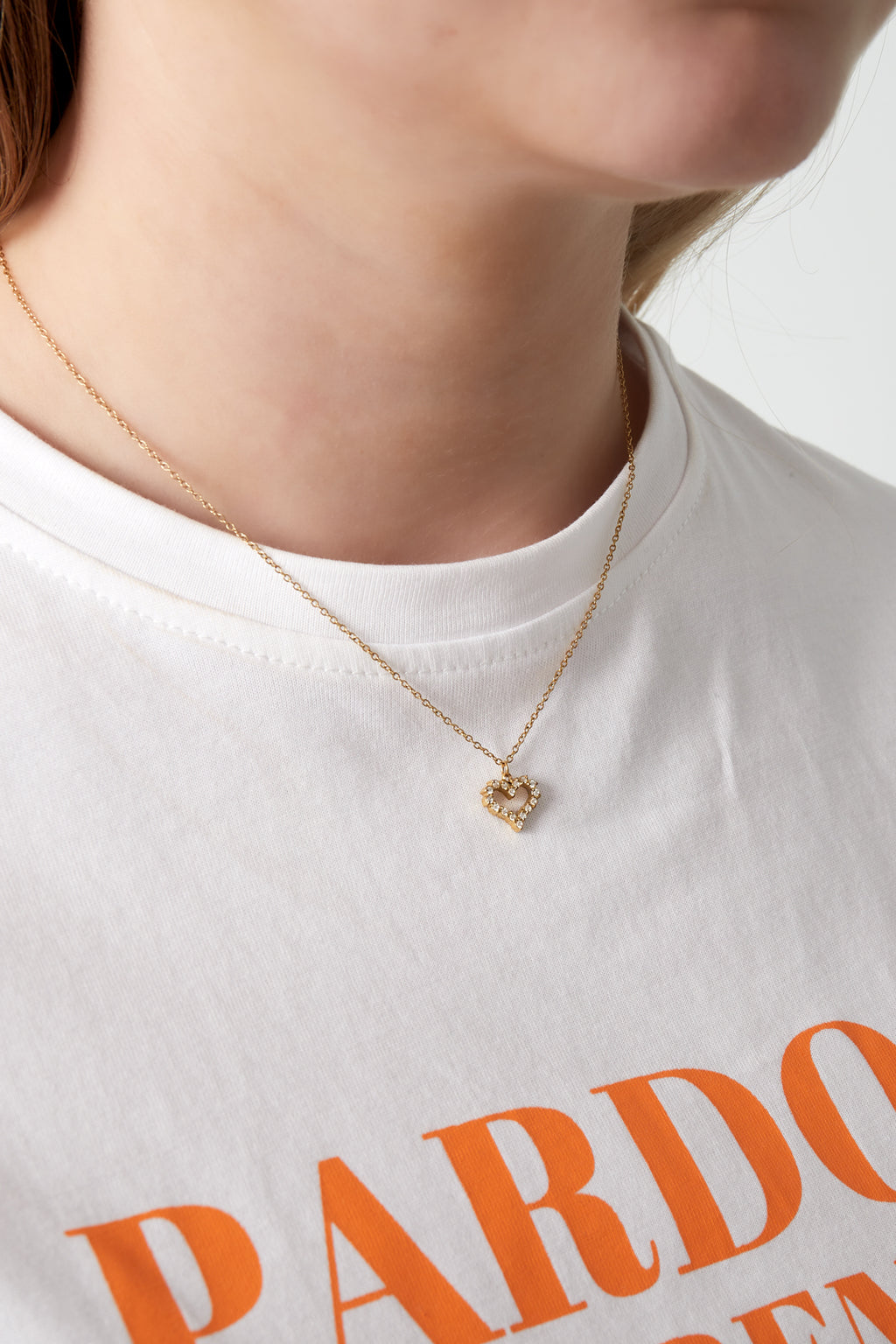 Collana a forma di cuore con strass