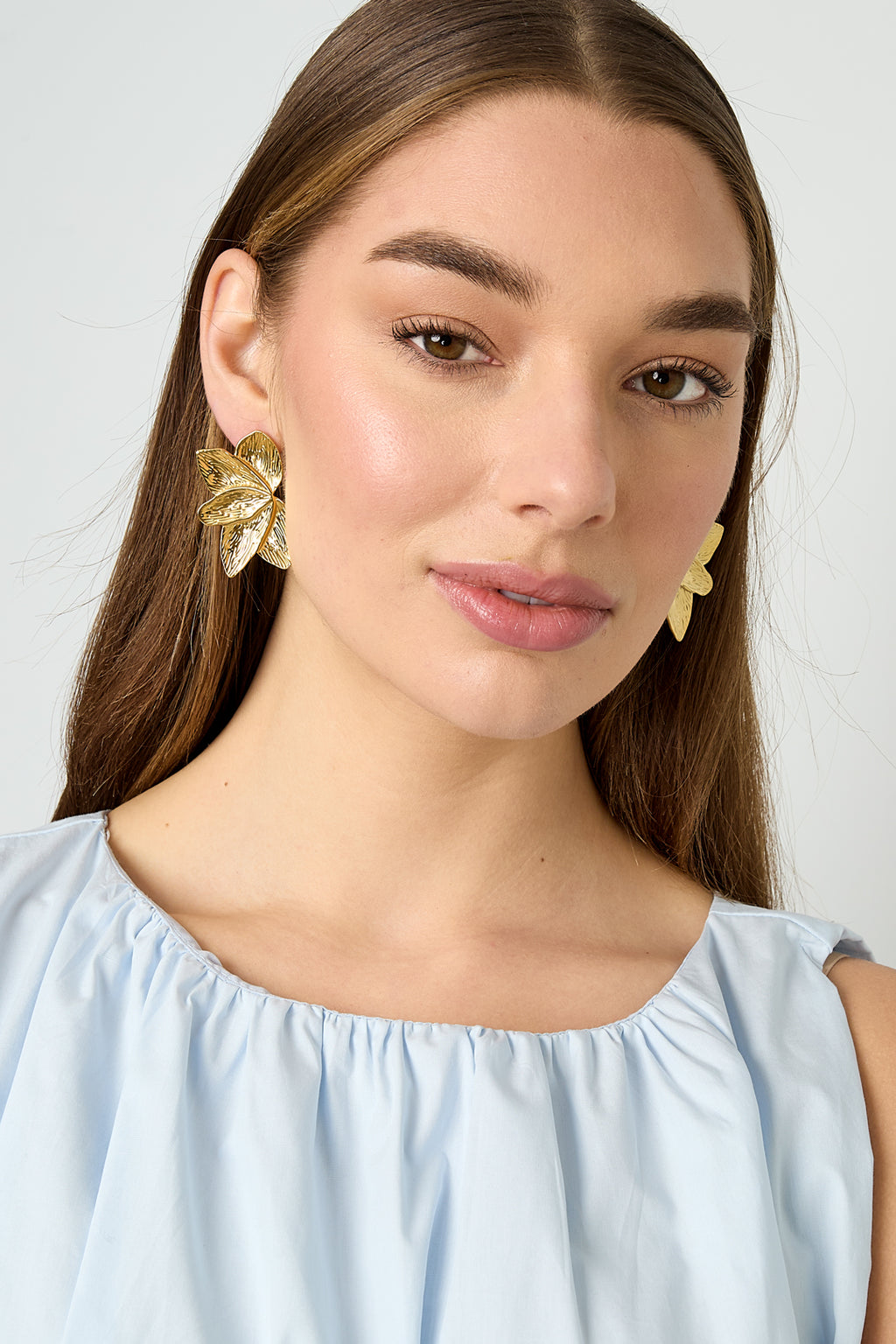 Orecchini a bottone in acciaio inossidabile a forma di foglia, casual, quotidiani, semplici, da donna