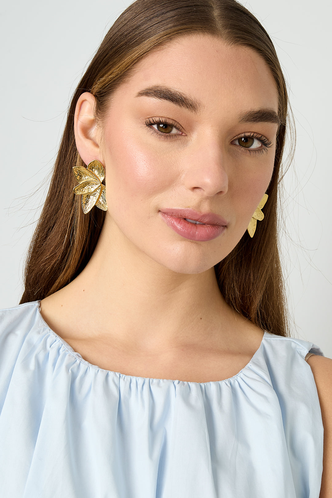 Orecchini a bottone in acciaio inossidabile a forma di foglia, casual, quotidiani, semplici, da donna