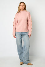 Maglione Donna in Poliestere Tessuto Collo Alto Casual Colore Puro