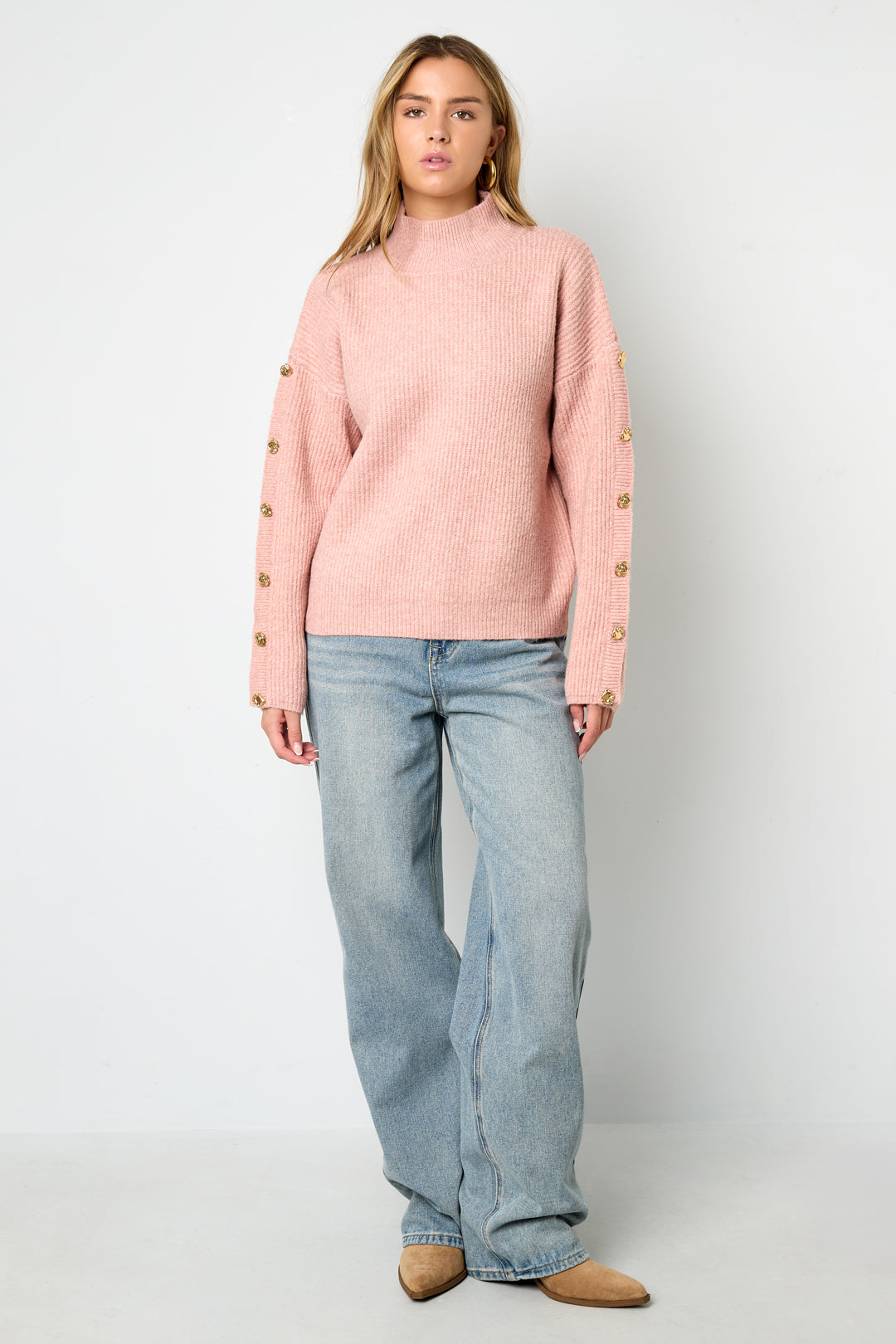 Maglione Donna in Poliestere Tessuto Collo Alto Casual Colore Puro