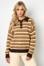Maglione polo lavorato a maglia con righe
