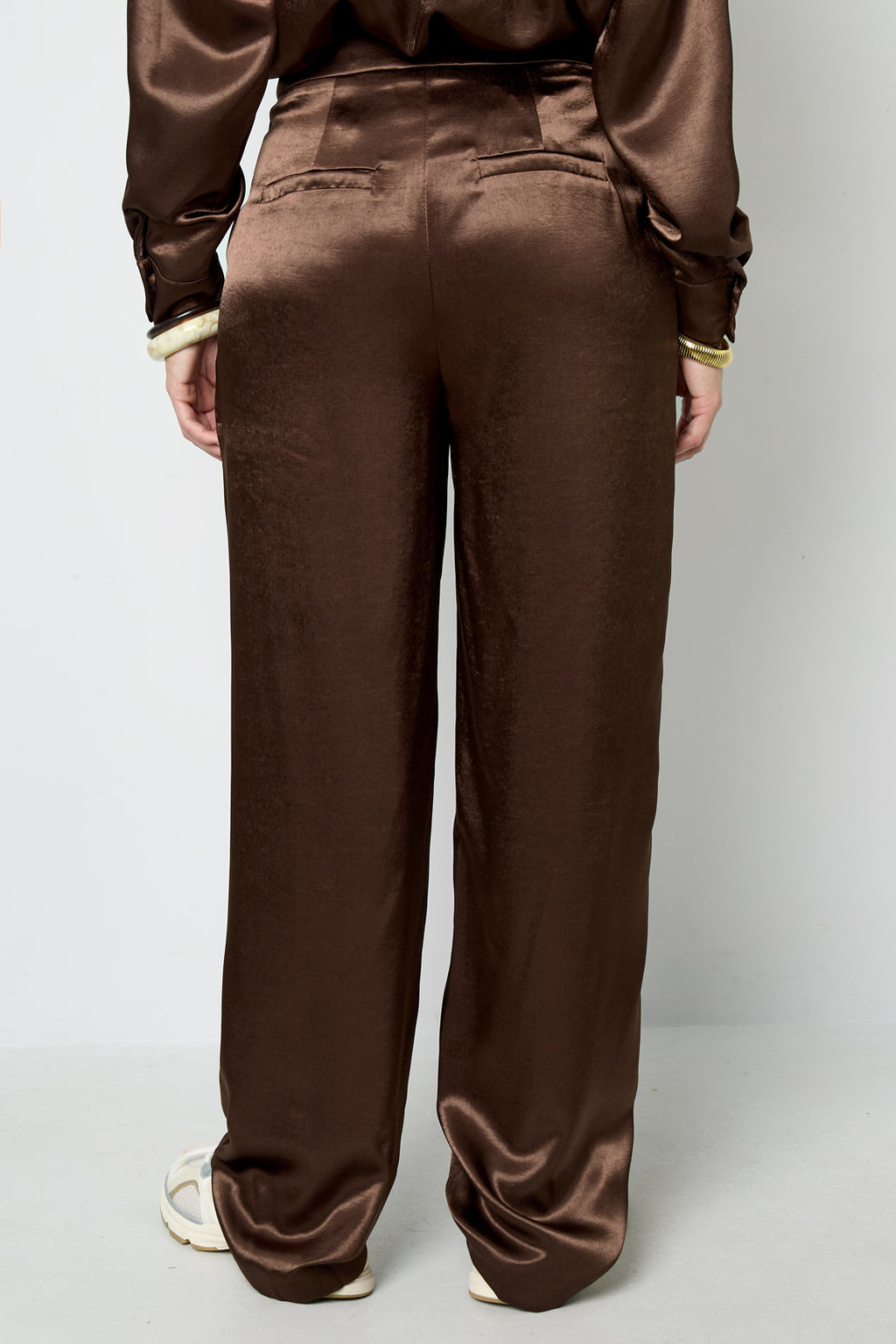 Tessuto Fibra di Poliestere Pantaloni Dritti Donna Stile Casual Colore Puro Autunno/Inverno