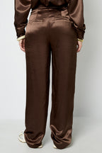Tessuto Fibra di Poliestere Pantaloni Dritti Donna Stile Casual Colore Puro Autunno/Inverno