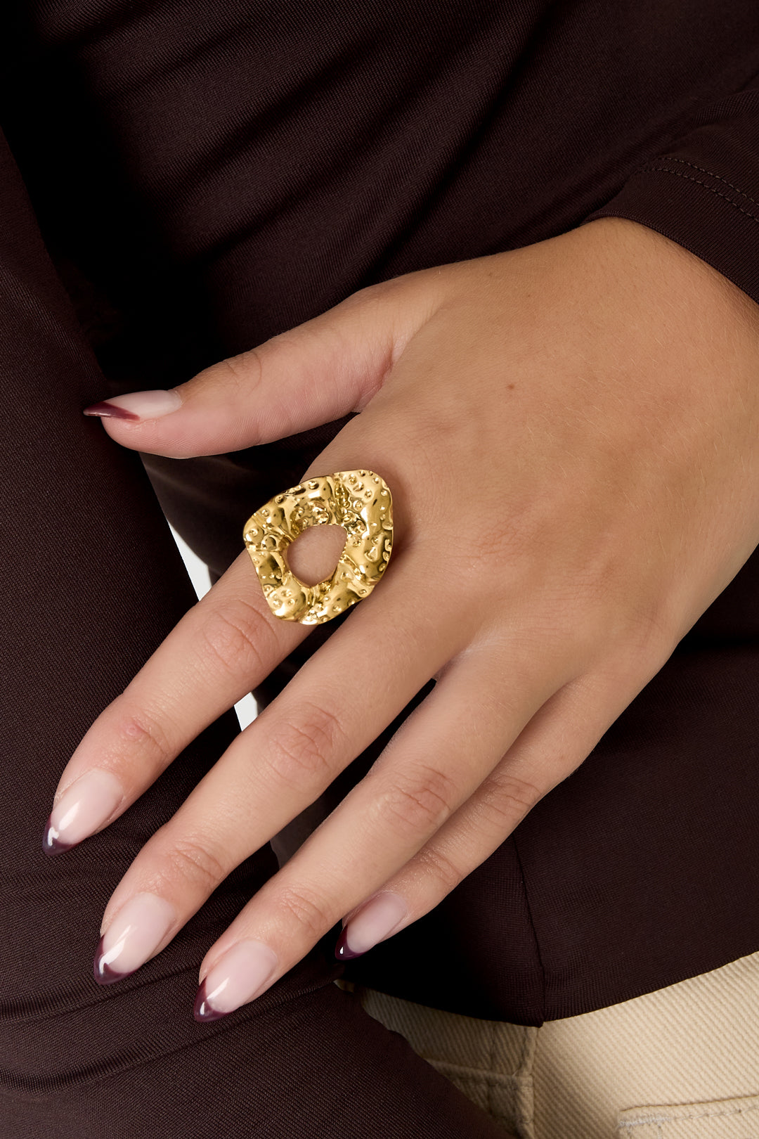 Anelli in acciaio inossidabile con forma irregolare, casual, semplici, da indossare tutti i giorni, gioielli da donna