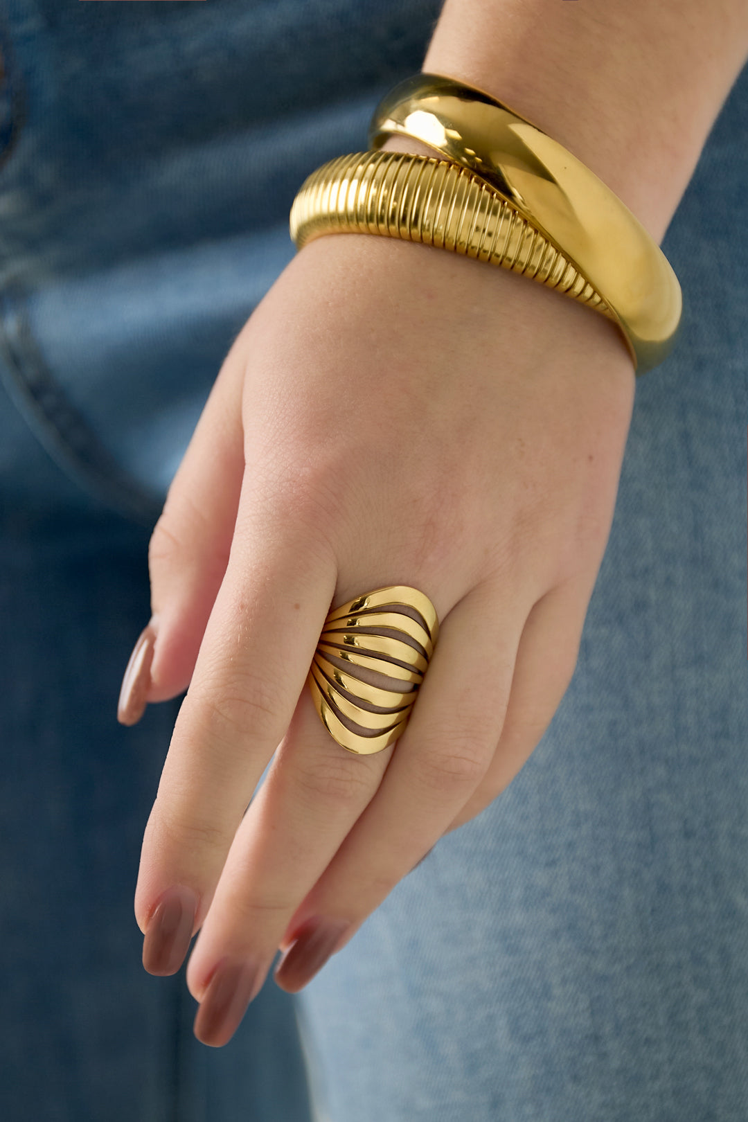 Anelli in acciaio inossidabile con linee casual, semplici e quotidiane, gioielli da donna